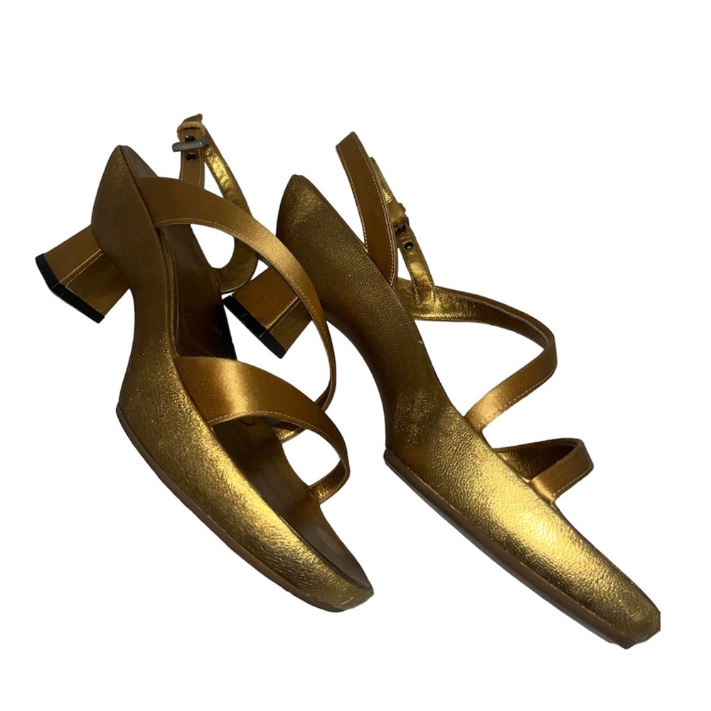 Gold Strappy  Prada Mule Heels - Picture 2 of 2